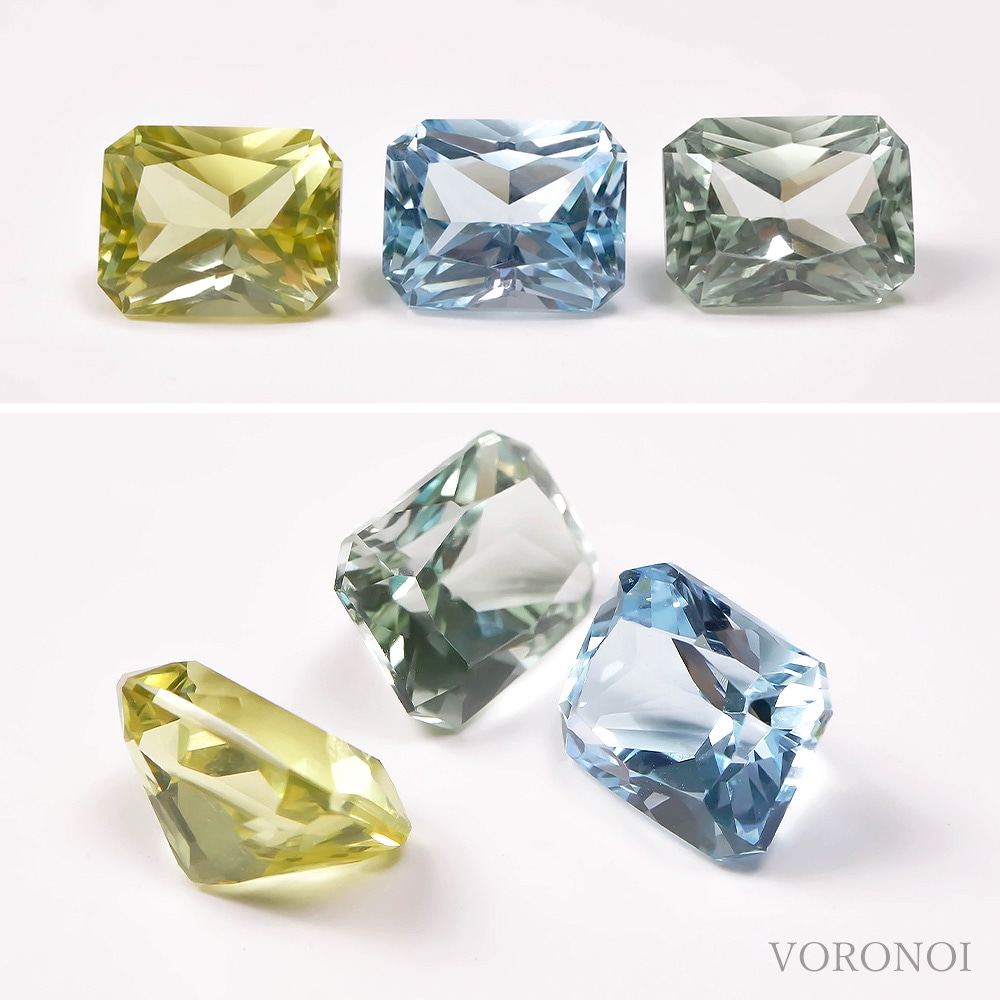 【 5営業日以内発送 / 在庫限り 】VORONOI Open Setting エメラルドカット 「グリーンクォーツ」 - シンプル - リング / K10WG