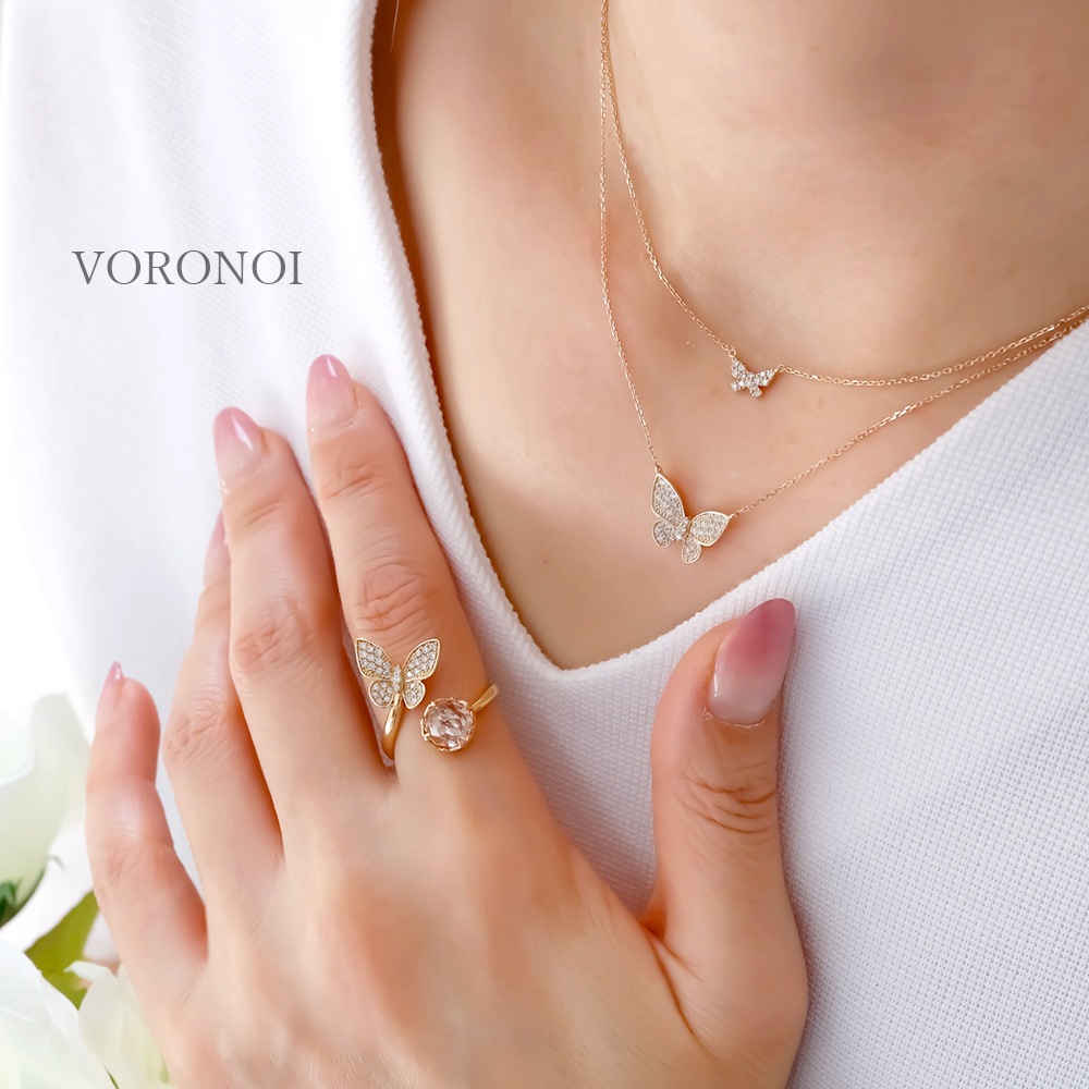 【 5営業日以内発送 / 在庫限り 】MINAMO - Morganite - 蝶々 ダイヤモンド フリーサイズリング / K18YG