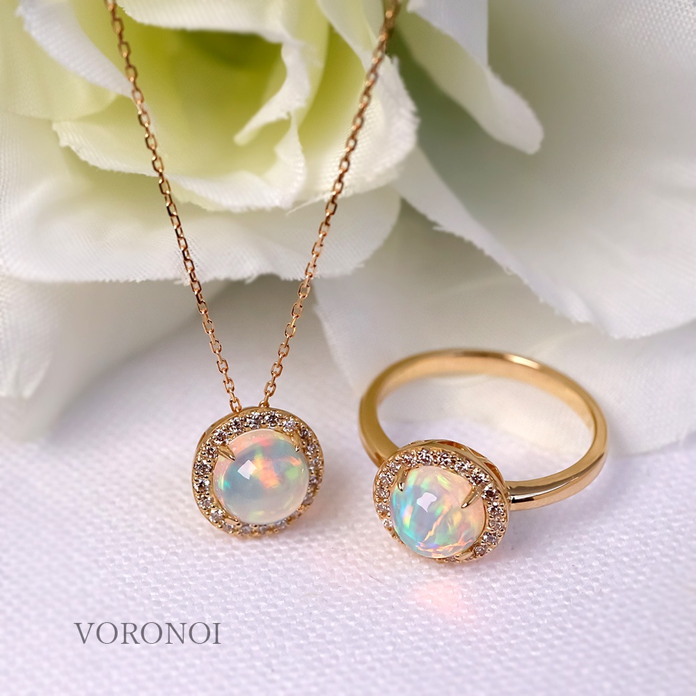 【 5営業日以内発送 / 在庫限り 】MINAMO - Opal -「Cosmo」ダイヤモンド 取り巻き ネックレス / K10YG
