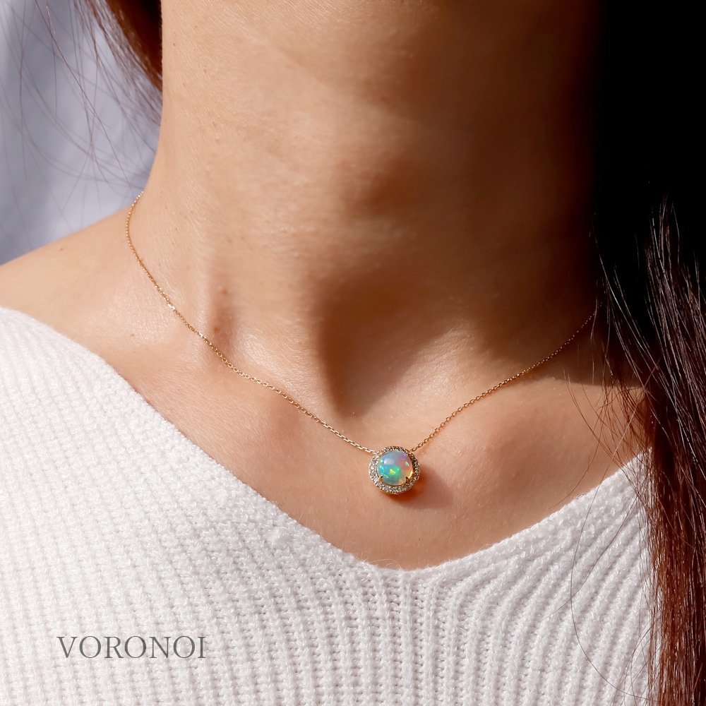 【 5営業日以内発送 / 在庫限り 】MINAMO - Opal -「Cosmo」ダイヤモンド 取り巻き ネックレス / K10YG