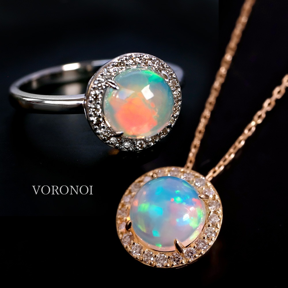 【 5営業日以内発送 / 在庫限り 】MINAMO - Opal -「Cosmo」ダイヤモンド 取り巻き ネックレス / K10YG