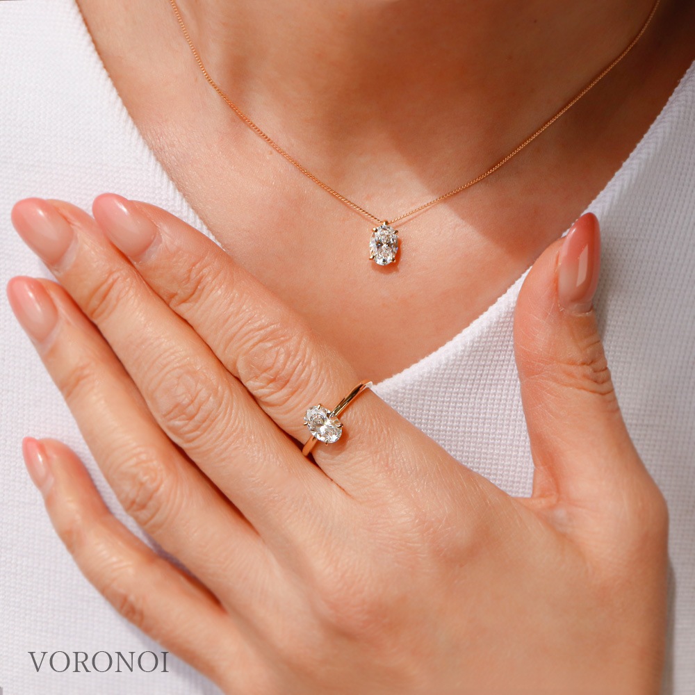 1ct オーバル ラボグロウン ダイヤモンド ネックレス K18 / PT950
