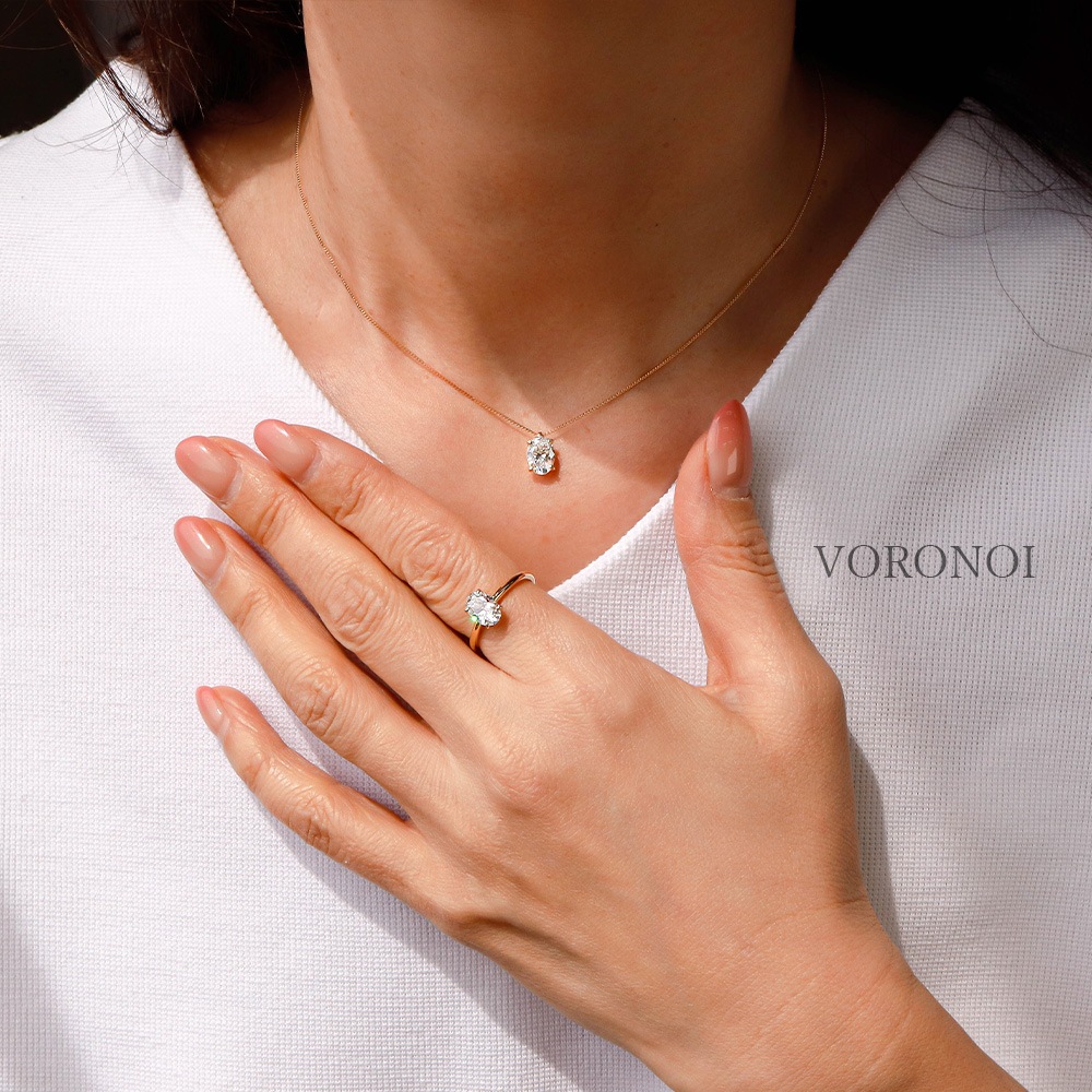1ct オーバル ラボグロウン ダイヤモンド ネックレス K18 / PT950
