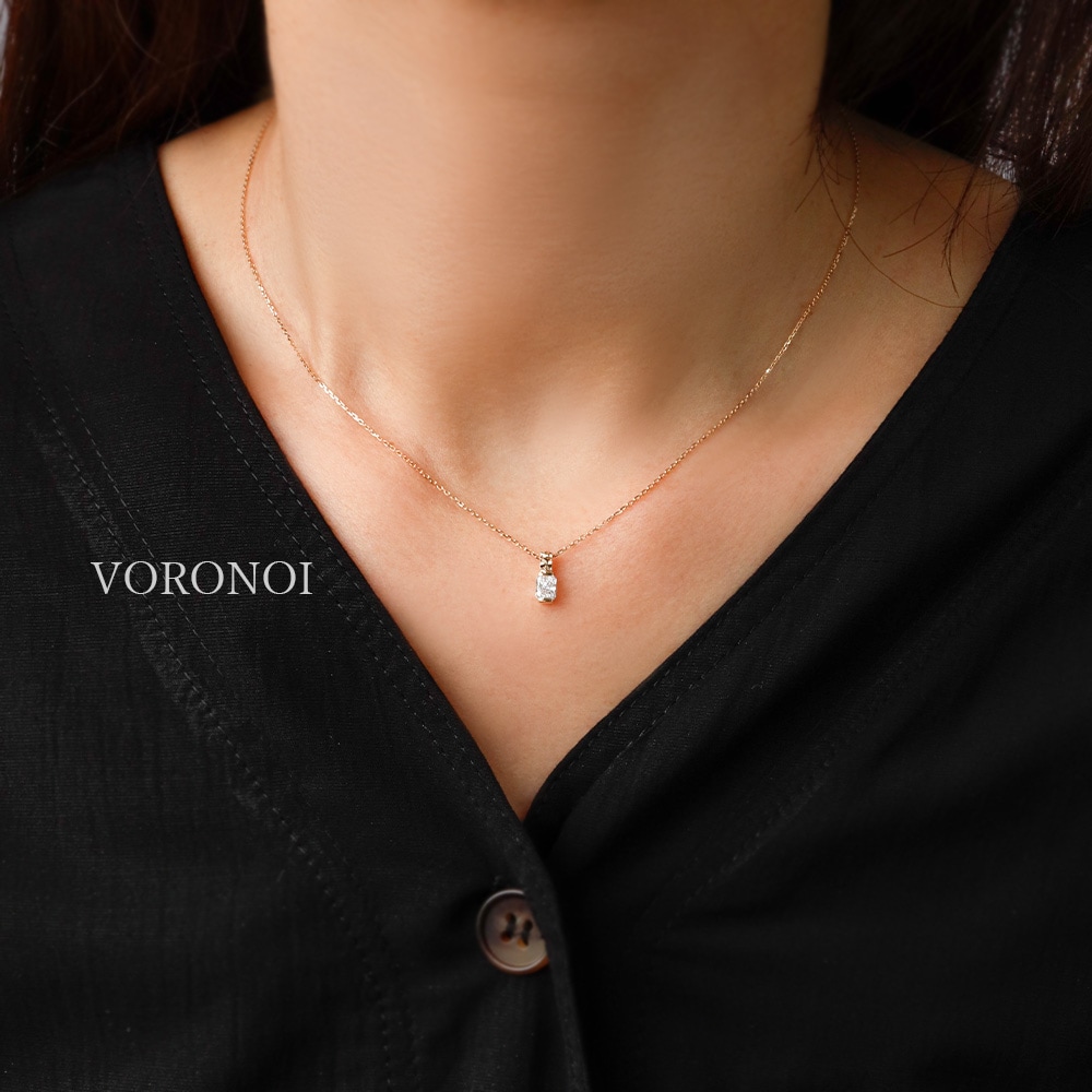 0.25ct ラディアントカット ラボグロウン ダイヤモンド ボロノイ ネックレス / K10