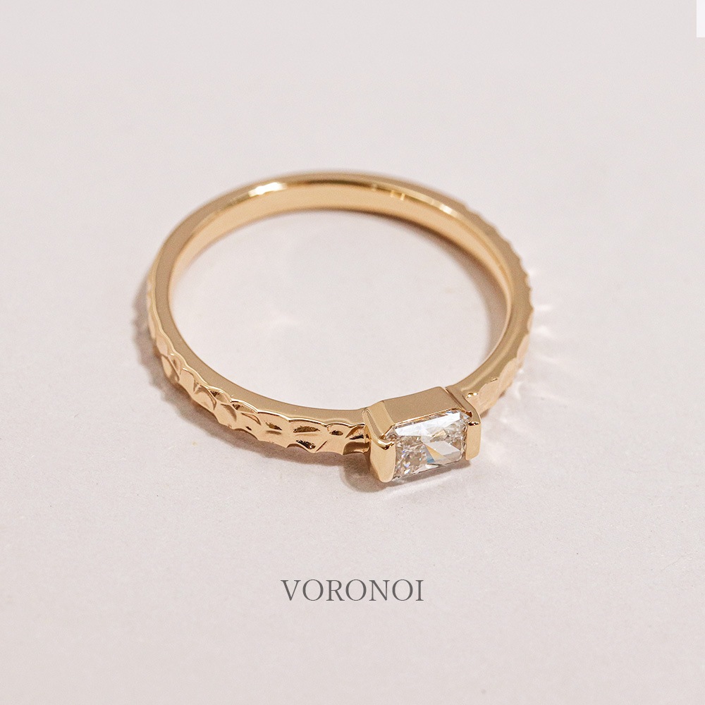 0.25ct ラディアントカット ラボグロウン ダイヤモンド ボロノイ リング / K18 /Pt950