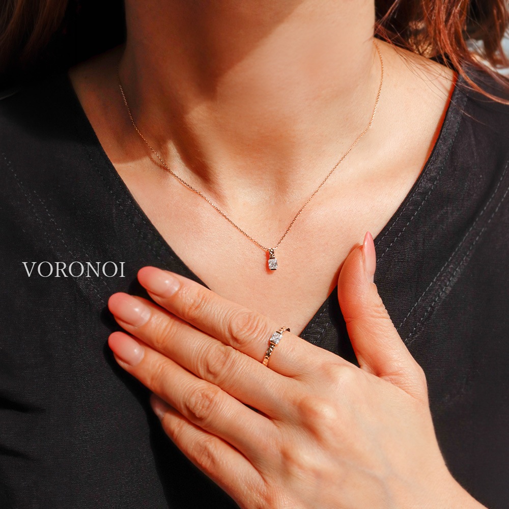 0.25ct ラディアントカット ラボグロウン ダイヤモンド ボロノイ リング / K18 /Pt950