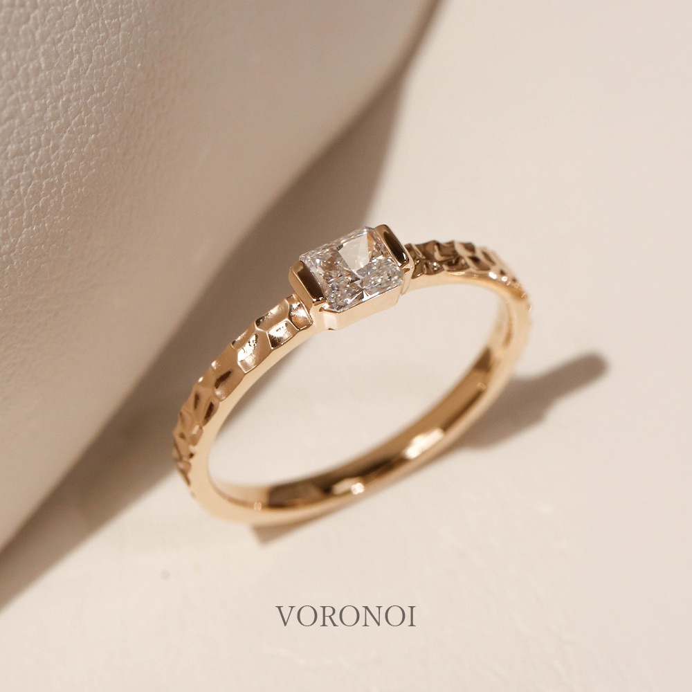 0.25ct ラディアントカット ラボグロウン ダイヤモンド ボロノイ リング / K18 /Pt950