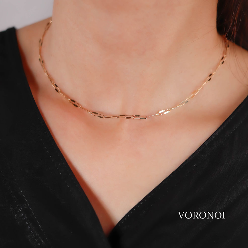 ハーフ　プレスクリップ　チェーン　ネックレス　K18