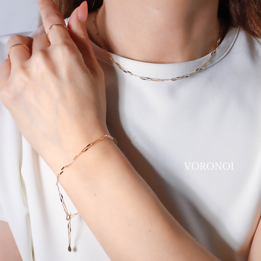 ハーフ　プレスクリップ　チェーン　ネックレス　K18