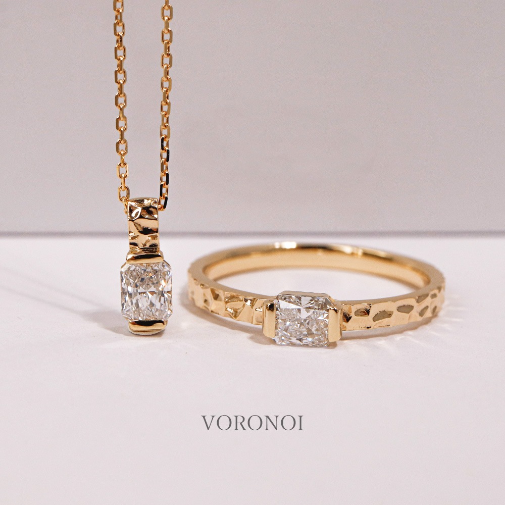 0.25ct ラディアントカット ラボグロウン ダイヤモンド ボロノイ / K18 / Pt950