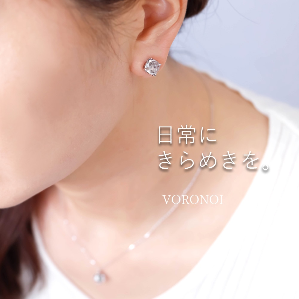 k10WGピアス MINAMO - Chess - K10WG クリアクォーツ ピアス