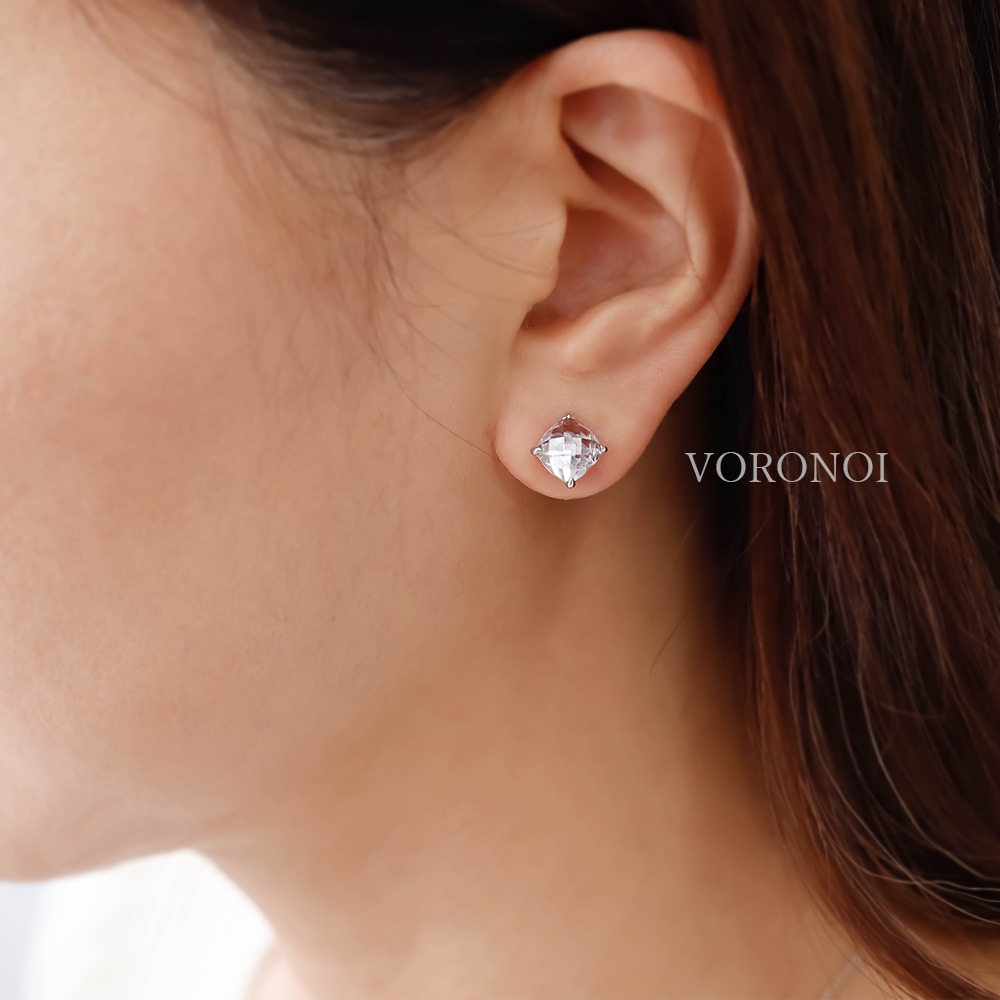 MINAMO - Chess - K10WG クリアクォーツ ピアス