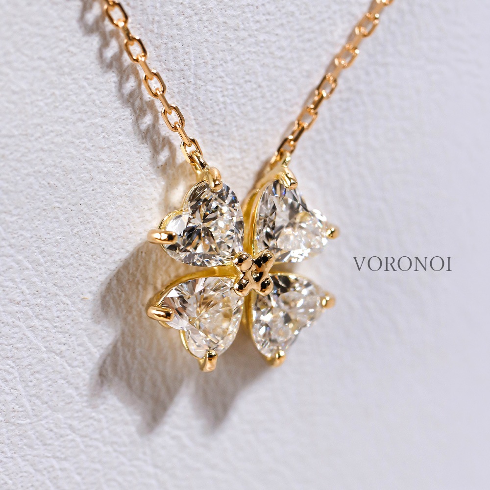 0.7ct ラボグロウン ダイヤモンド ハートシェイプ クローバー ネックレス / K10