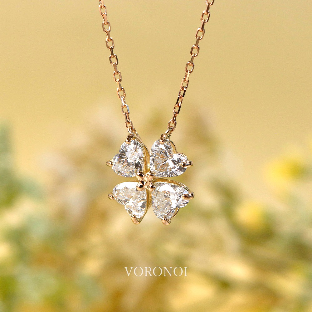 0.7ct ラボグロウン ダイヤモンド ハートシェイプ クローバー ネックレス / K10
