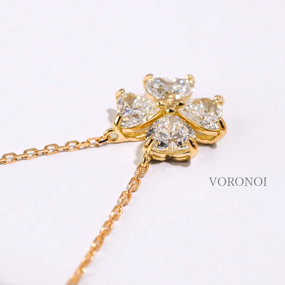 0.7ct ラボグロウン ダイヤモンド ハートシェイプ クローバー ネックレス / K18 / Pt950
