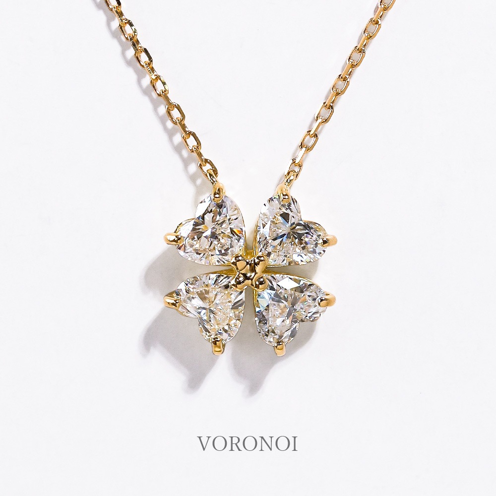 0.7ct ラボグロウン ダイヤモンド ハートシェイプ クローバー ネックレス / K18 / Pt950