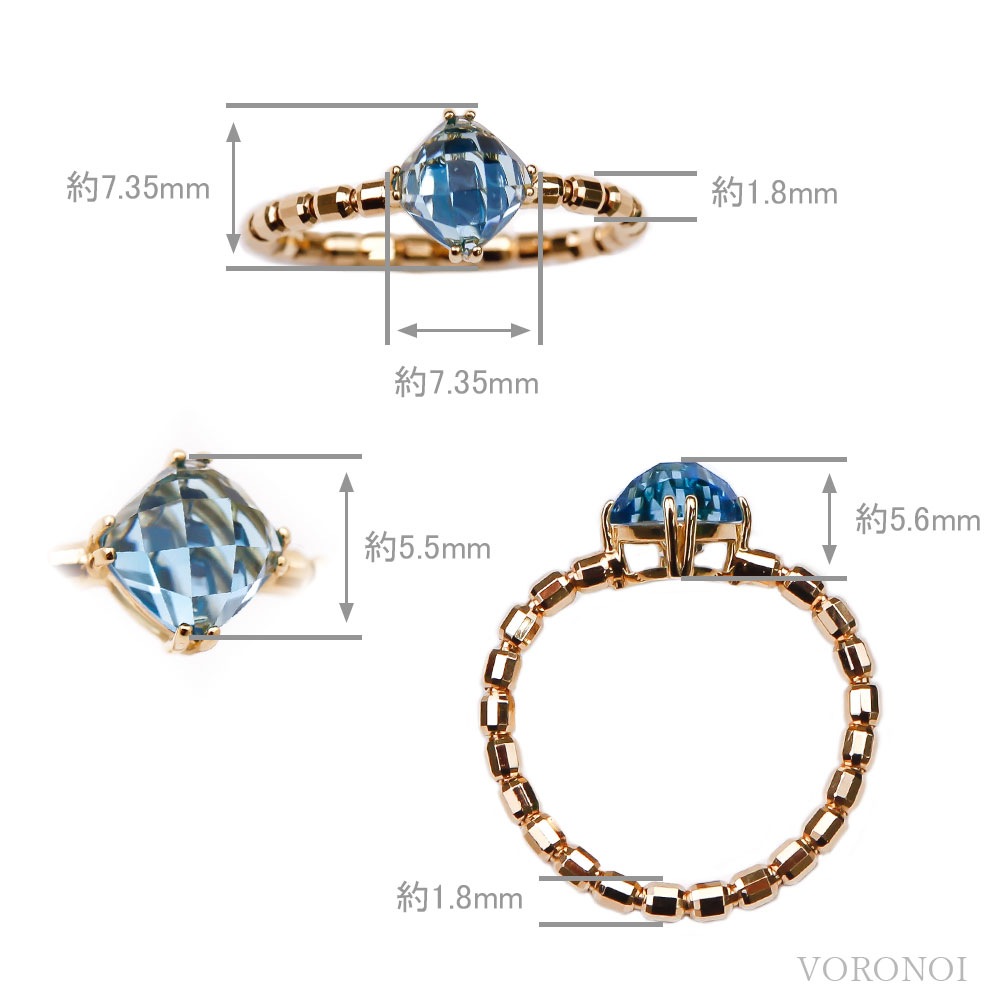 【 限定5石 】 ペリドット チェスカット 約5.5mm　MINAMO PETIT - Chess - フリーサイズリング K18