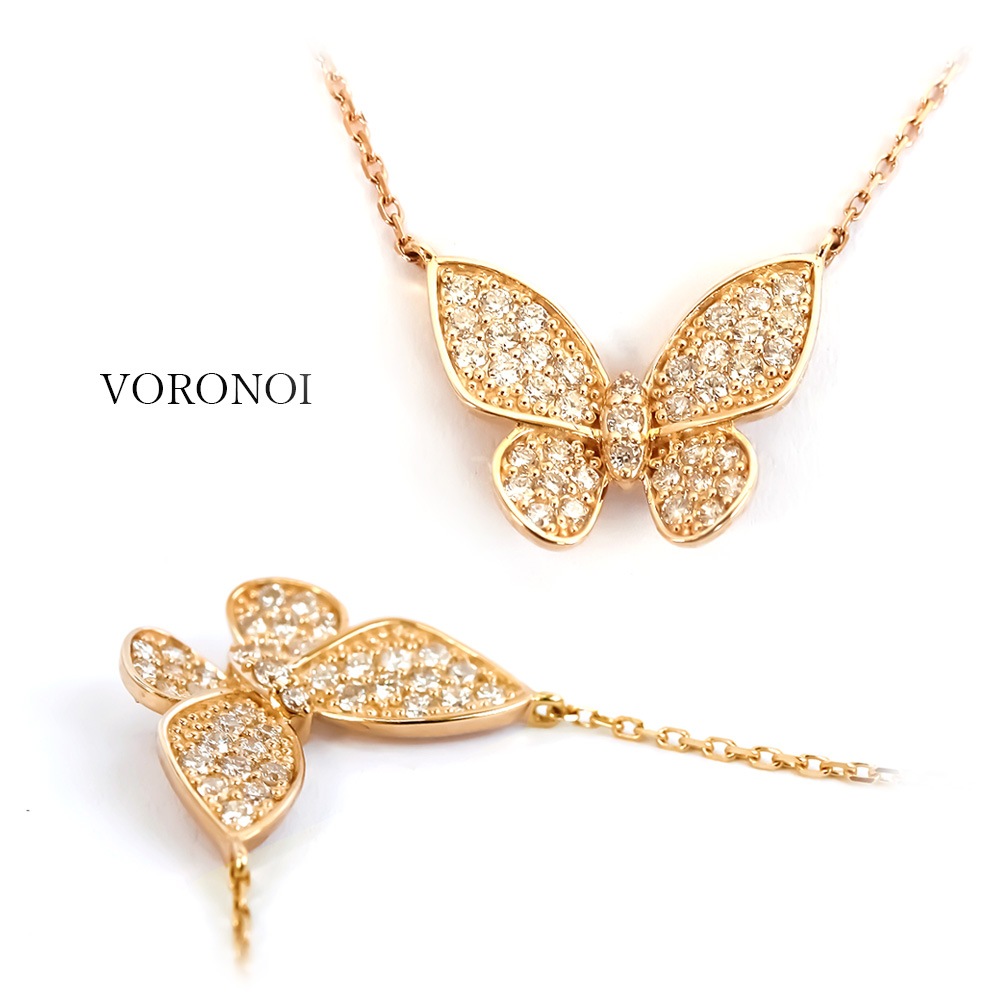 蝶々 ダイヤモンド パヴェ ネックレス