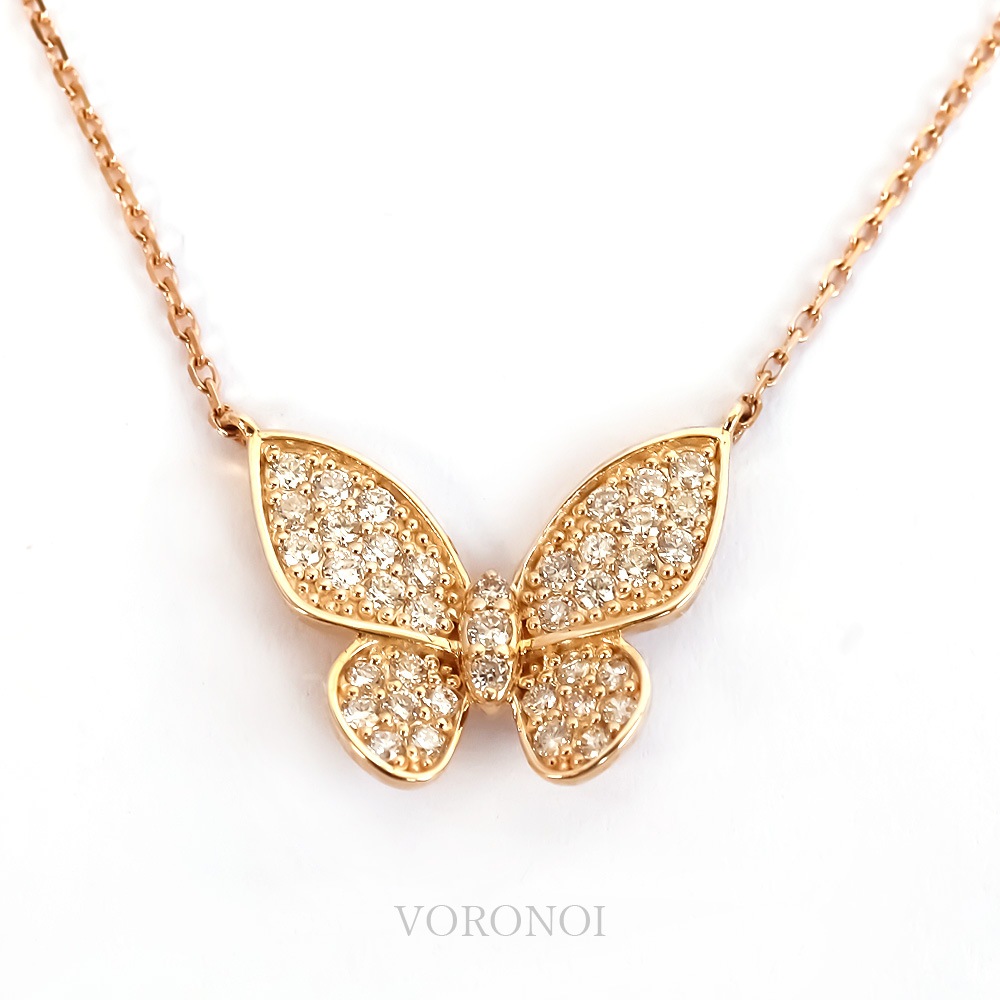 蝶々 ダイヤモンド パヴェ ネックレス