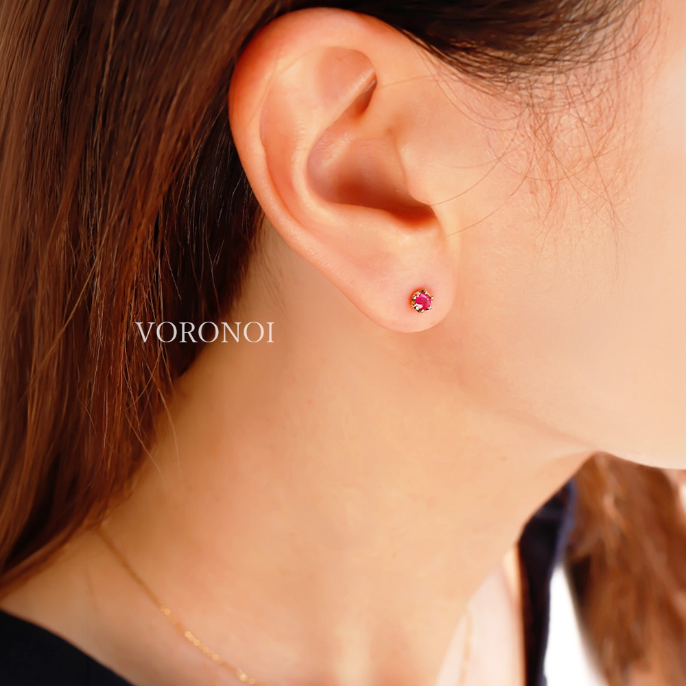 【12石から選べる】 誕生石 一粒ピアス K18・Pt950｜天然石 約3mm