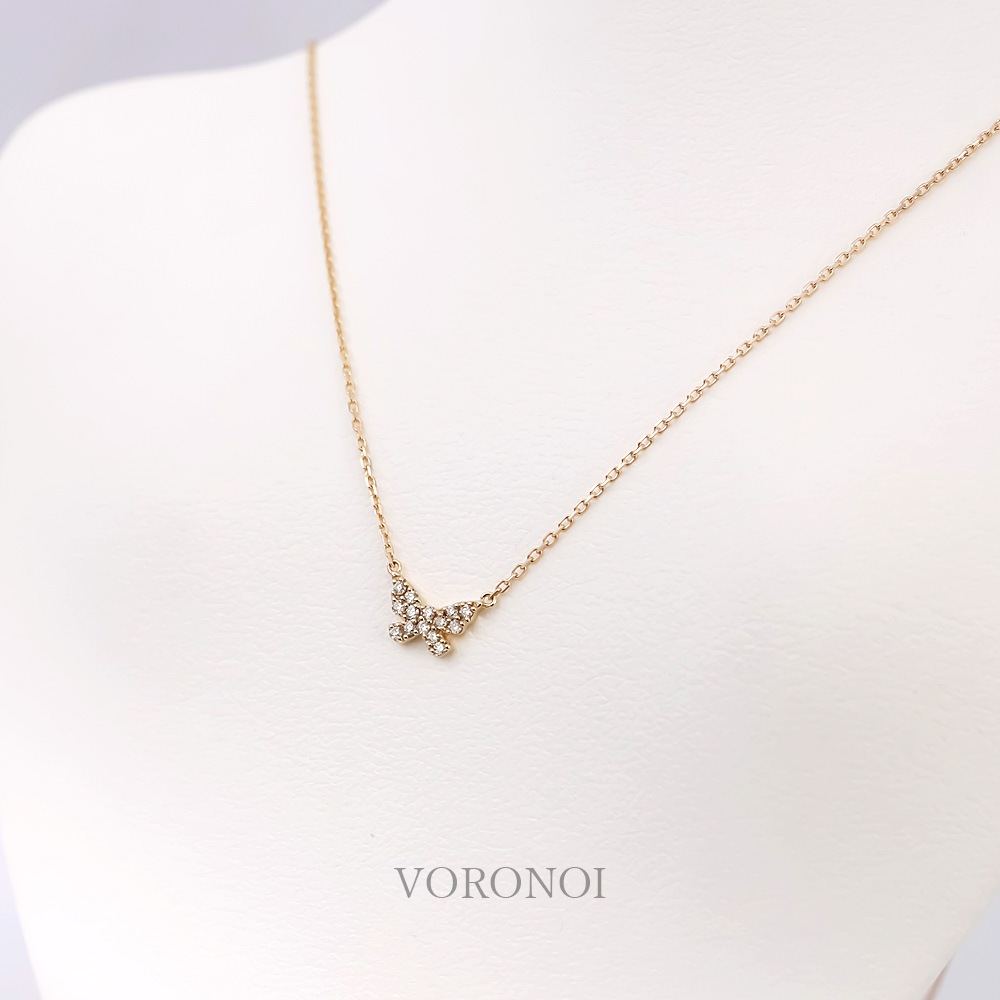 蝶々 ダイヤモンド パヴェ プチネックレス
