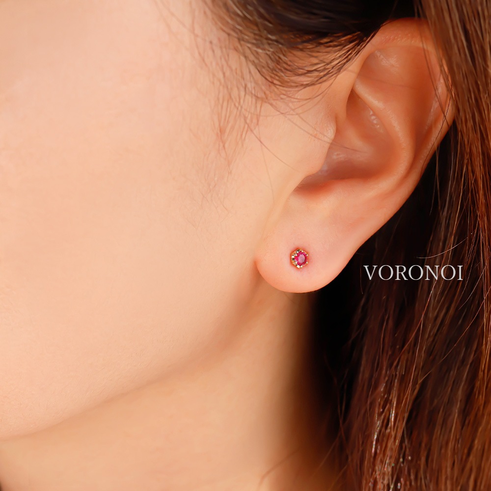【12石から選べる】 誕生石 一粒ピアス K10｜天然石 約3mm