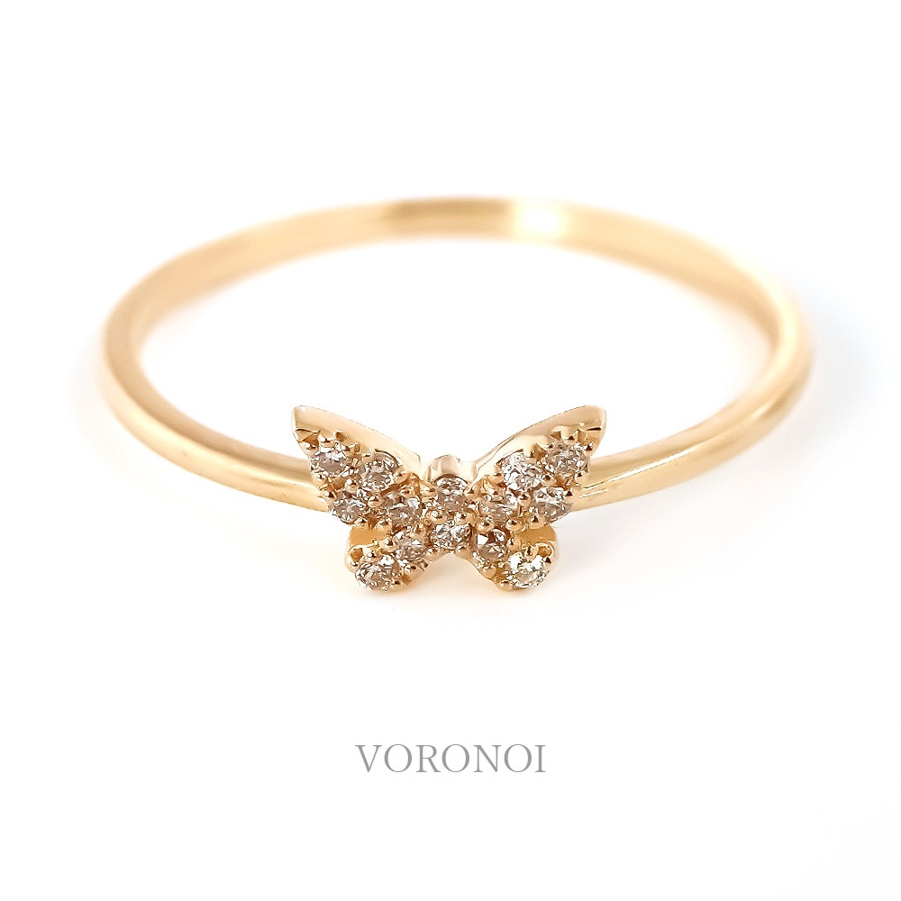 K10 蝶々 ダイヤモンド パヴェ リング