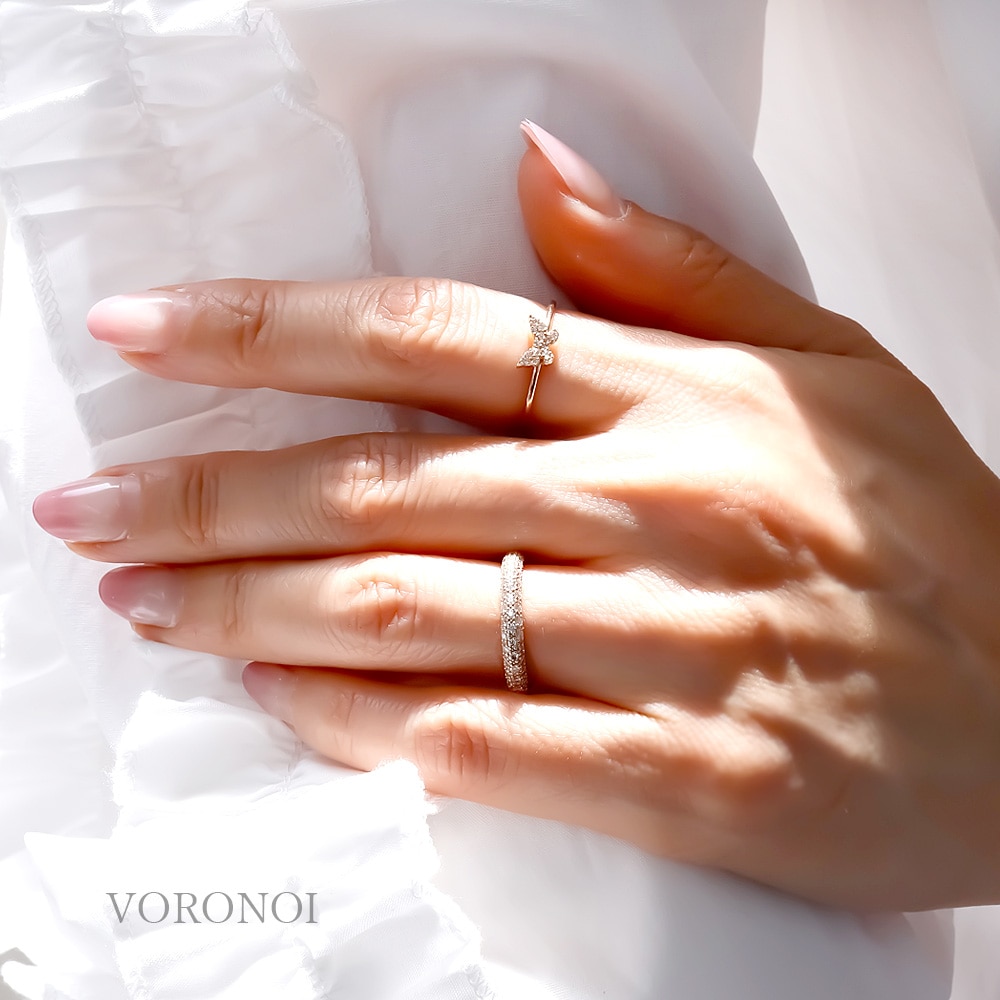 K10 蝶々 ダイヤモンド パヴェ リング