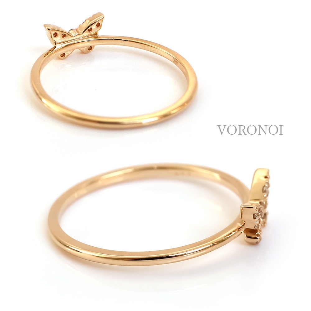 K18 蝶々 ダイヤモンド パヴェ リング