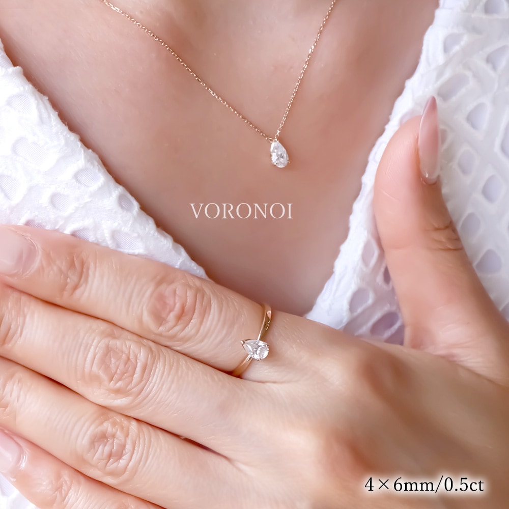 【 5営業日以内発送 / 在庫限り 】モアサナイト K10 「シズク」 リング 0.5ct相当 (約4x6mm）/ K10YG
