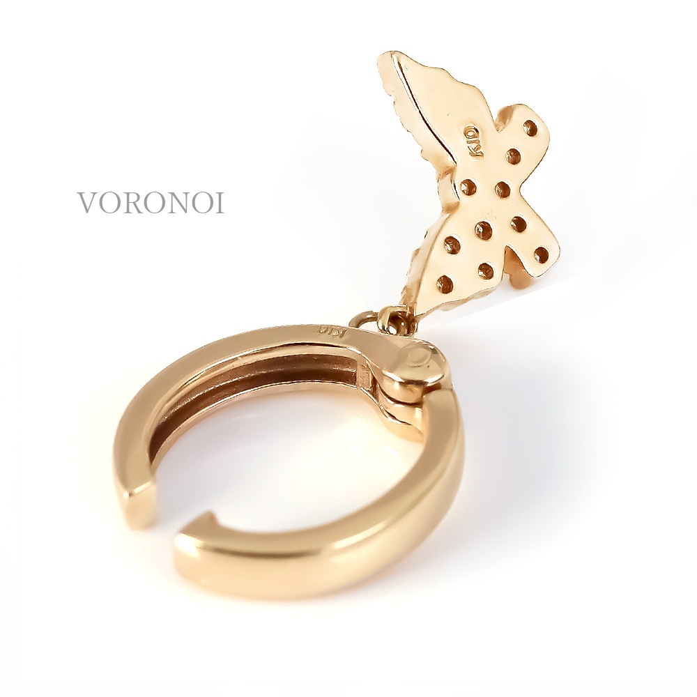 蝶々 ダイヤモンド パヴェ イヤリング