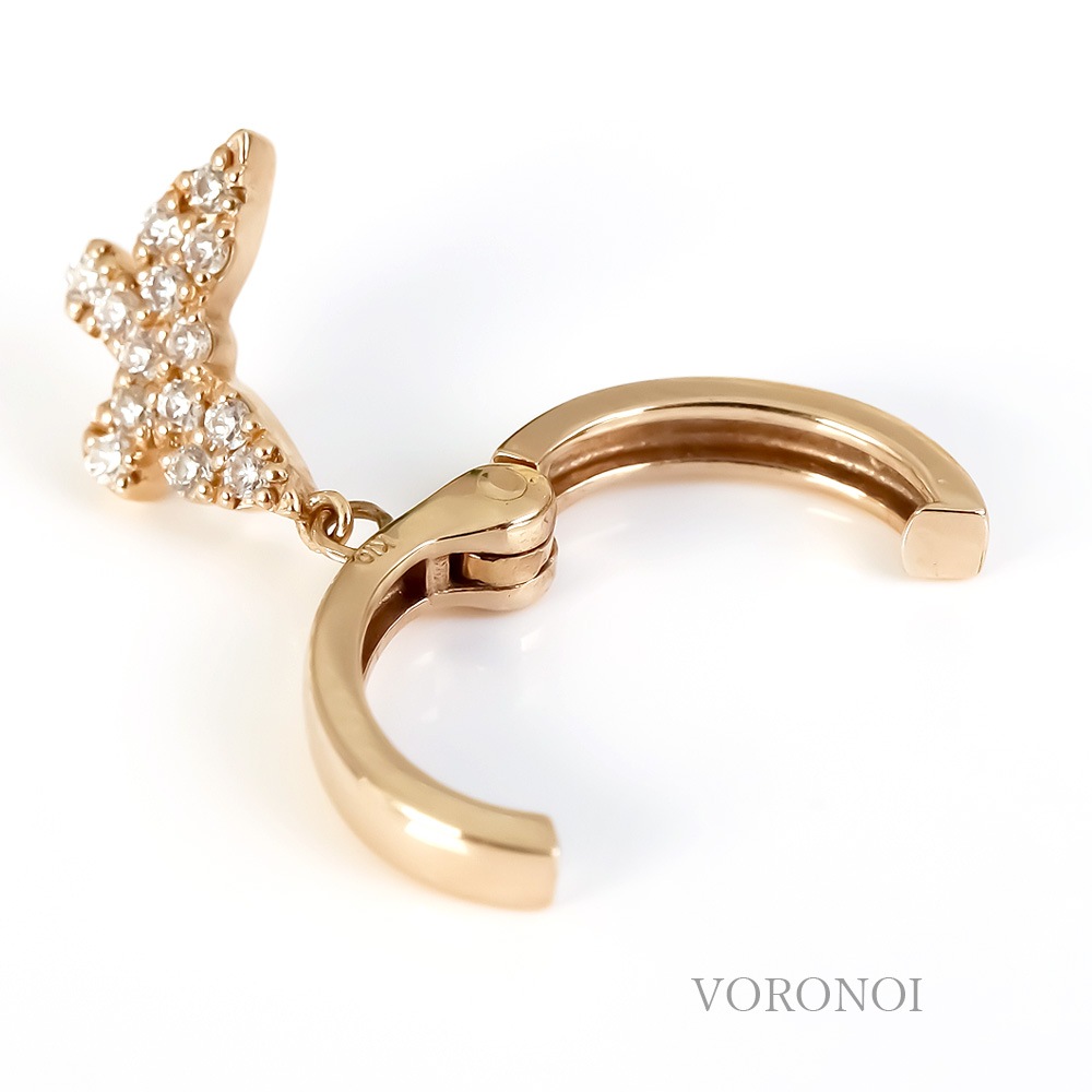 蝶々 ダイヤモンド パヴェ イヤリング