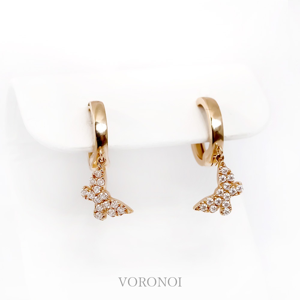 蝶々 ダイヤモンド パヴェ イヤリング