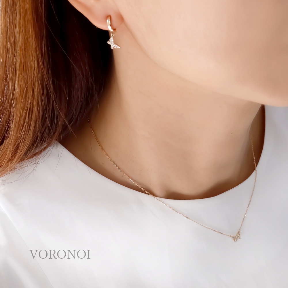 蝶々 ダイヤモンド パヴェ イヤリング