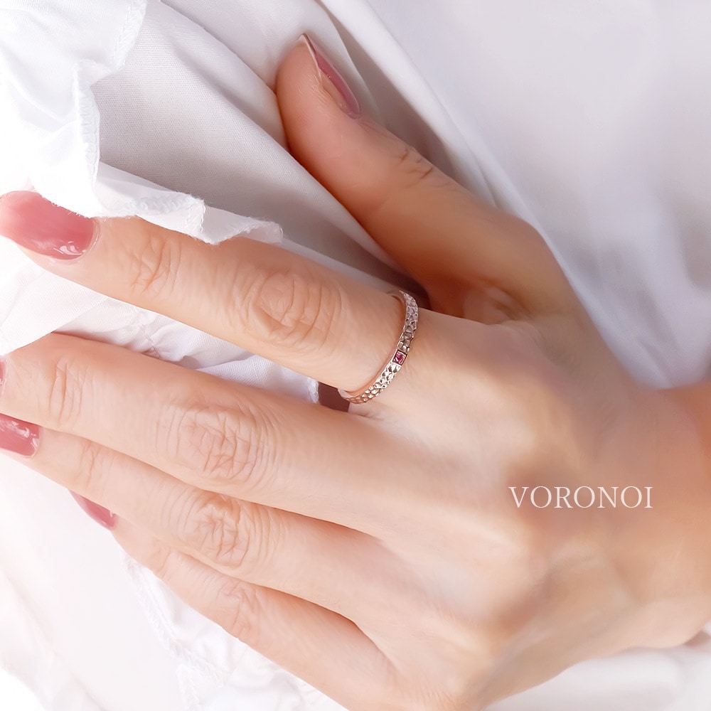 【 5営業日以内発送 / 在庫限り 】誕生石 ボロノイリング K18/Pt950