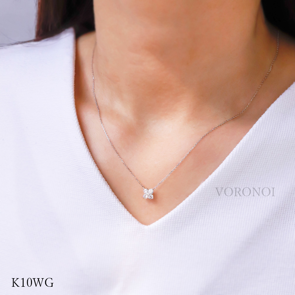 モアサナイト K10 「ハナミズキ」 ネックレス