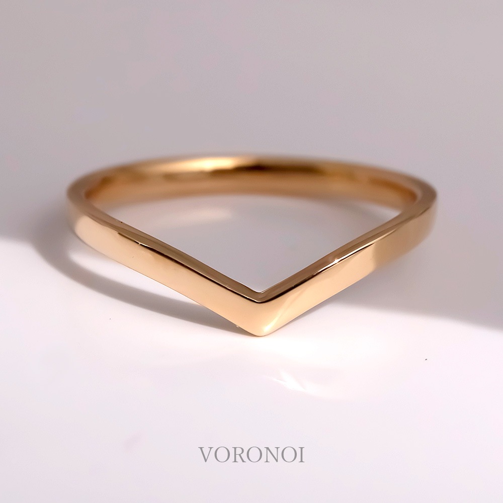 K18/Pt950 V字リング