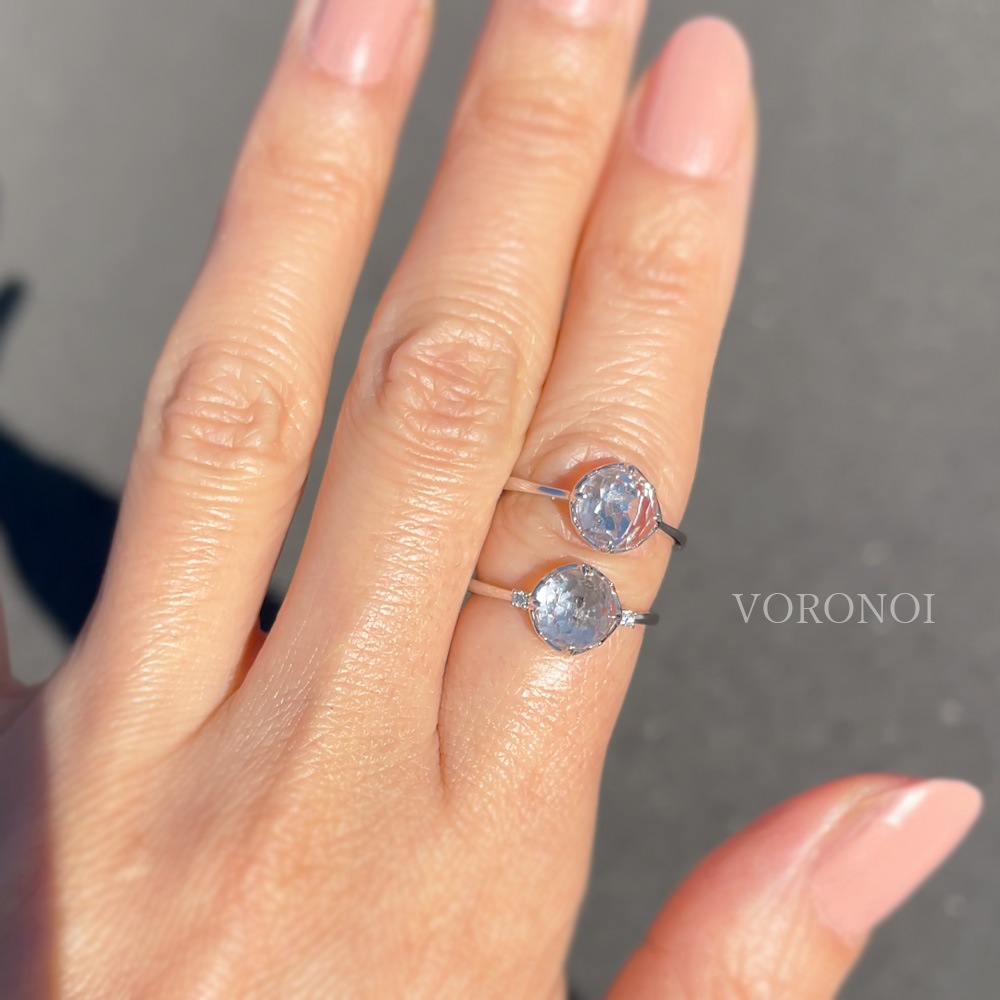 【5営業日以内に発送】MINAMO -Flower- K10WG クリアクォーツ ダイヤモンド　リング