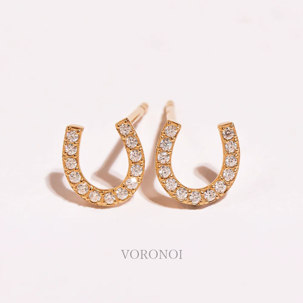 馬蹄形ピアス、k18wg 馬蹄ピアス K18・Pt950 ダイヤモンド計0.16ct｜VORONOI