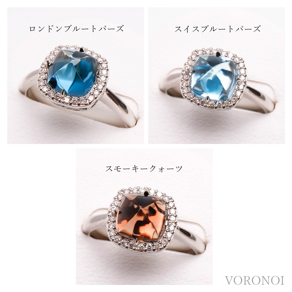 K18 MINAMO - Square - ダイヤモンド 取り巻き リング / ネックレス