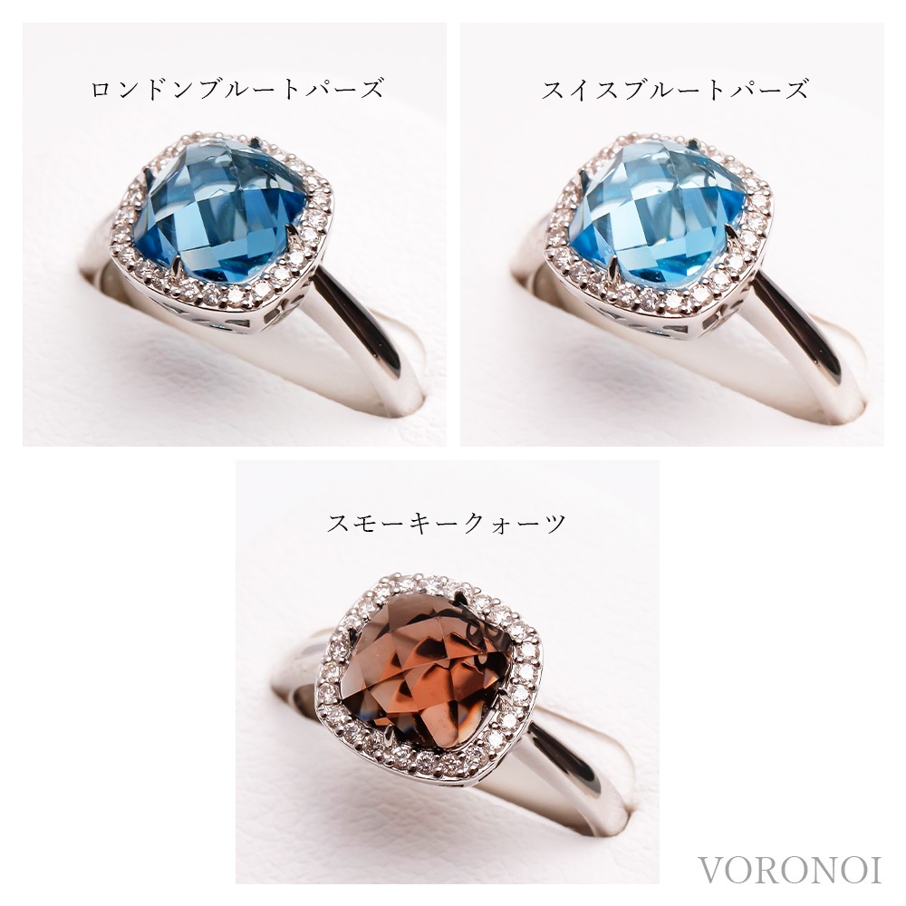 K18 MINAMO - Square - ダイヤモンド 取り巻き リング / ネックレス