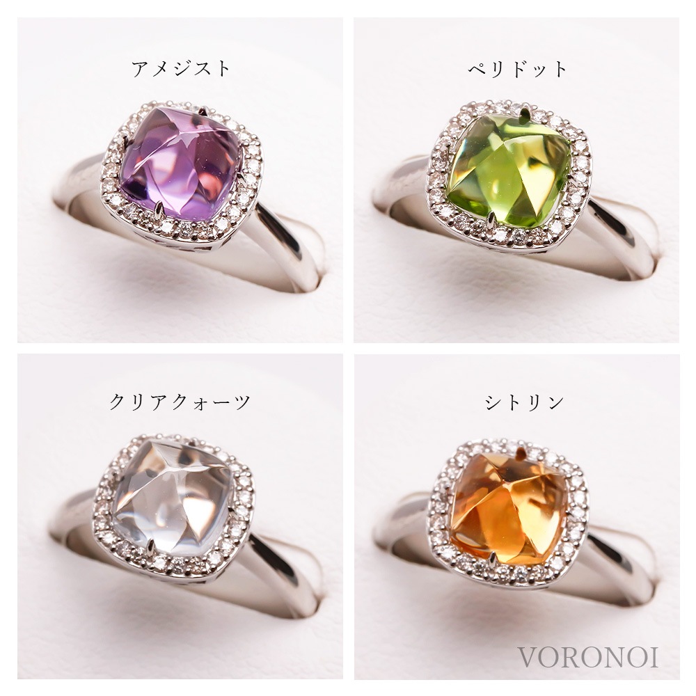 K18 MINAMO - Square - ダイヤモンド 取り巻き リング / ネックレス