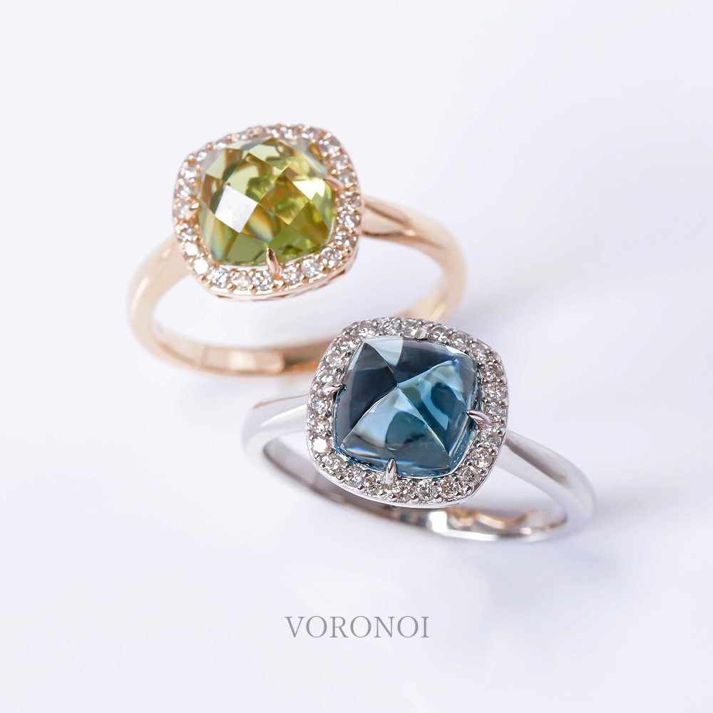 K18 MINAMO - Square - ダイヤモンド 取り巻き リング / ネックレス