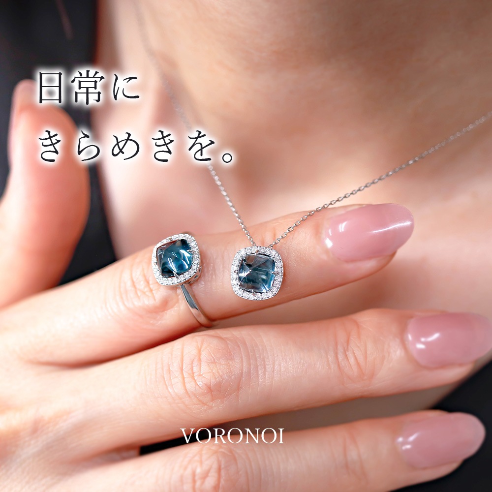 K18 MINAMO - Square - ダイヤモンド 取り巻き リング / ネックレス