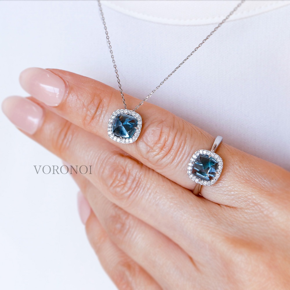 K18 MINAMO - Square - ダイヤモンド 取り巻き リング / ネックレス