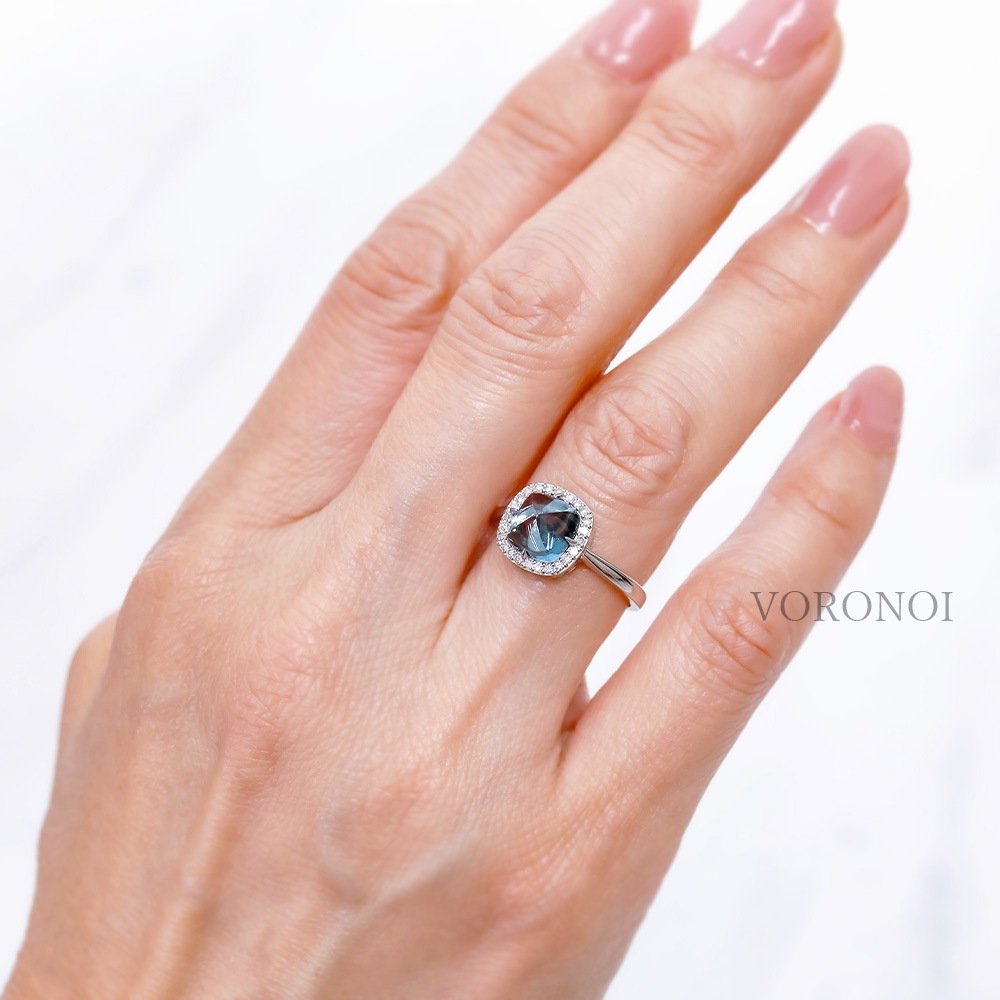 K18 MINAMO - Square - ダイヤモンド 取り巻き リング / ネックレス