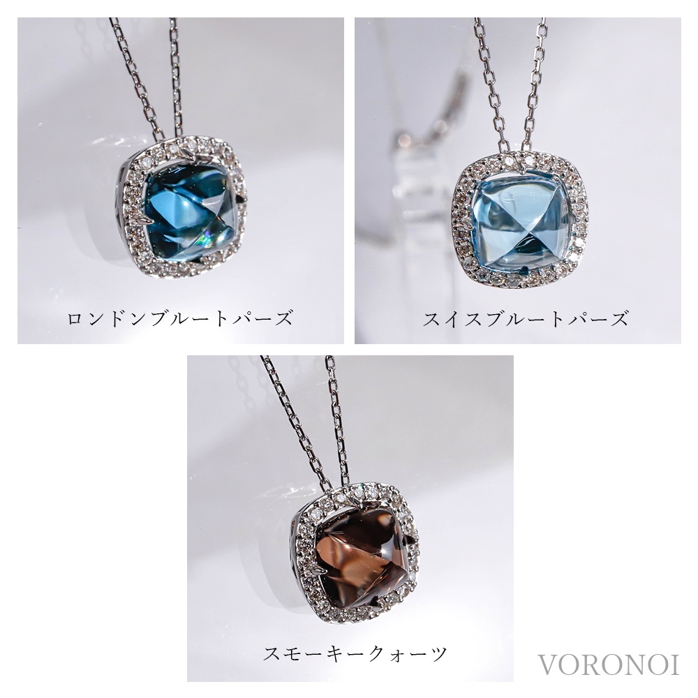 K18 MINAMO - Square - ダイヤモンド 取り巻き リング / ネックレス