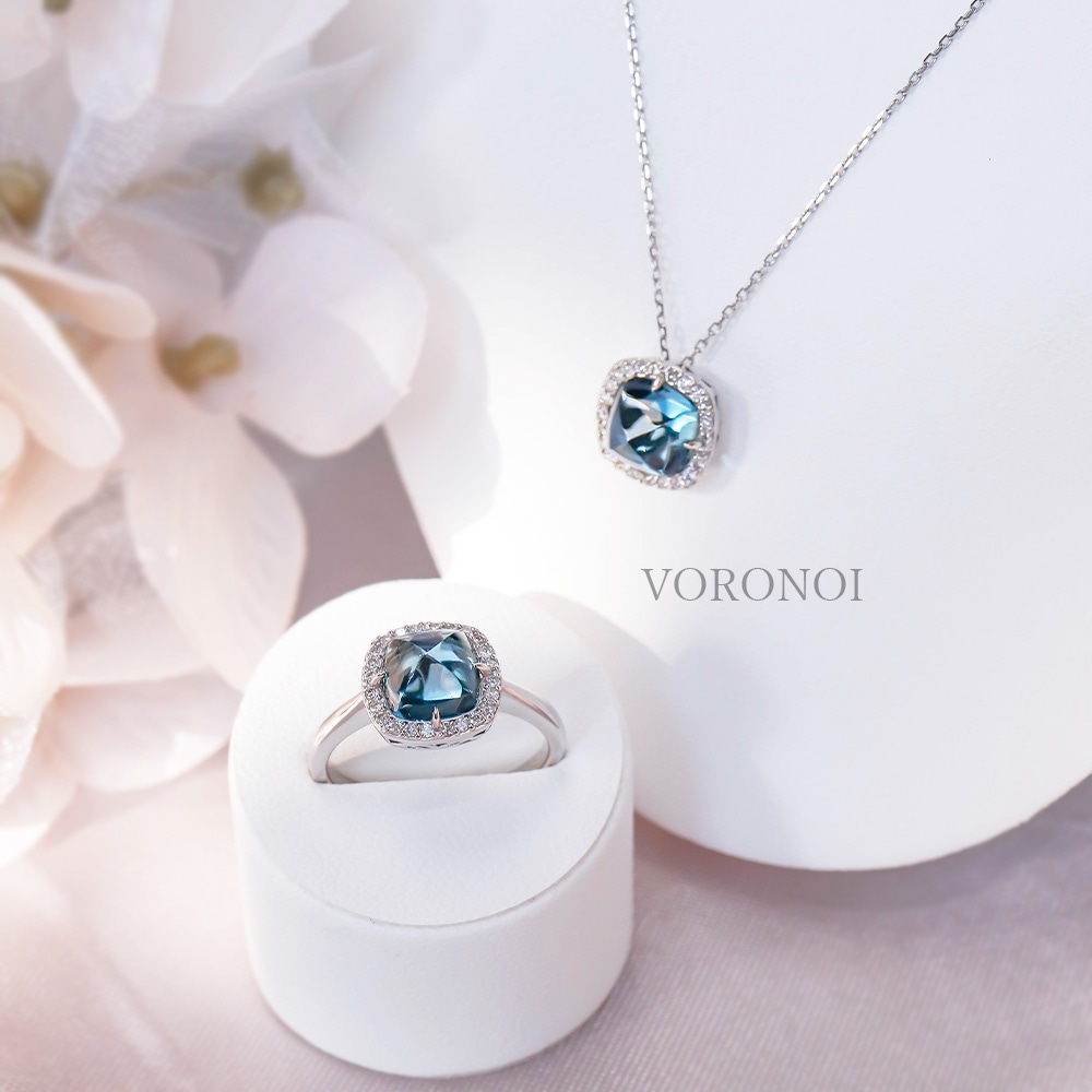 K18 MINAMO - Square - ダイヤモンド 取り巻き リング / ネックレス