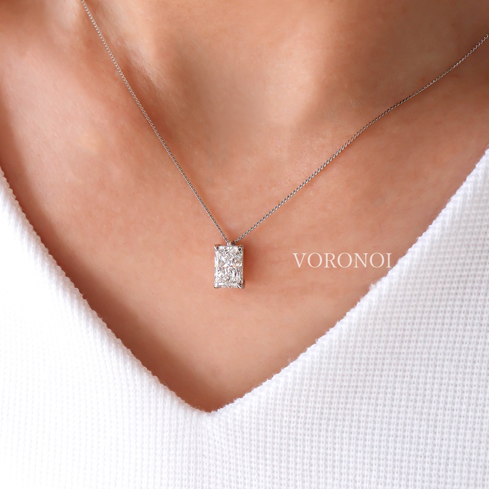ラディアントカット スクエア ダイヤモンド 1ct ネックレス K18 / PT950