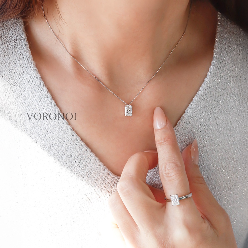 ラディアントカット スクエア ダイヤモンド 1ct ネックレス K18 / PT950